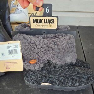 Muk Luks Women's Tall Knit Foldover Slipper Boot NEW
